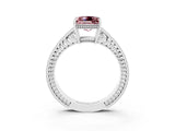 White gold Princess Cut Morganite Ring with Milgrain Pavé Band and Four-Prong Setting_15