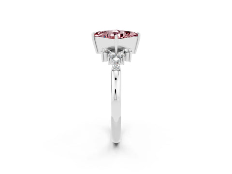 White gold Princess Cut Morganite Ring with Side Stones and Four-Prong Setting_38