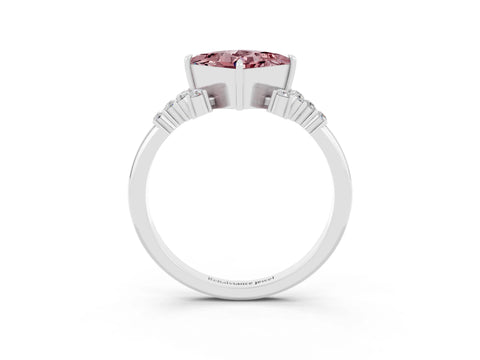 White gold Princess Cut Morganite Ring with Side Stones and Four-Prong Setting_39