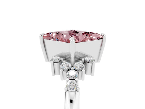 White gold Princess Cut Morganite Ring with Side Stones and Four-Prong Setting_41