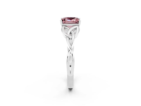 White gold Princess Cut Morganite Solitaire Celtic Knot Ring with Four-Prong Setting_14