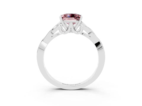 White gold Princess Cut Morganite Solitaire Celtic Knot Ring with Four-Prong Setting_15