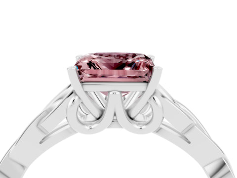 White gold Princess Cut Morganite Solitaire Celtic Knot Ring with Four-Prong Setting_16