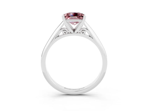 White gold Princess Cut Morganite Solitaire Engagement Ring with Cathedral Setting and Four-Prong Mount_15