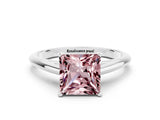 White gold Princess Cut Morganite Solitaire Engagement Ring with Cathedral Setting and Four-Prong Mount_24
