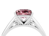 White gold Princess Cut Morganite Solitaire Engagement Ring with Cathedral Setting and Four-Prong Mount_28
