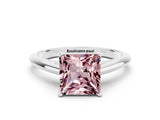 White gold Princess Cut Morganite Solitaire Engagement Ring with Cathedral Setting and Four-Prong Mount_30