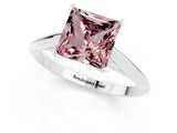White gold Princess Cut Morganite Solitaire Engagement Ring with Cathedral Setting and Four-Prong Mount_31