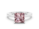White gold Princess Cut Morganite Solitaire Engagement Ring with Classic Band and Four-Prong Setting_24