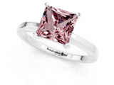 White gold Princess Cut Morganite Solitaire Engagement Ring with Classic Band and Four-Prong Setting_25
