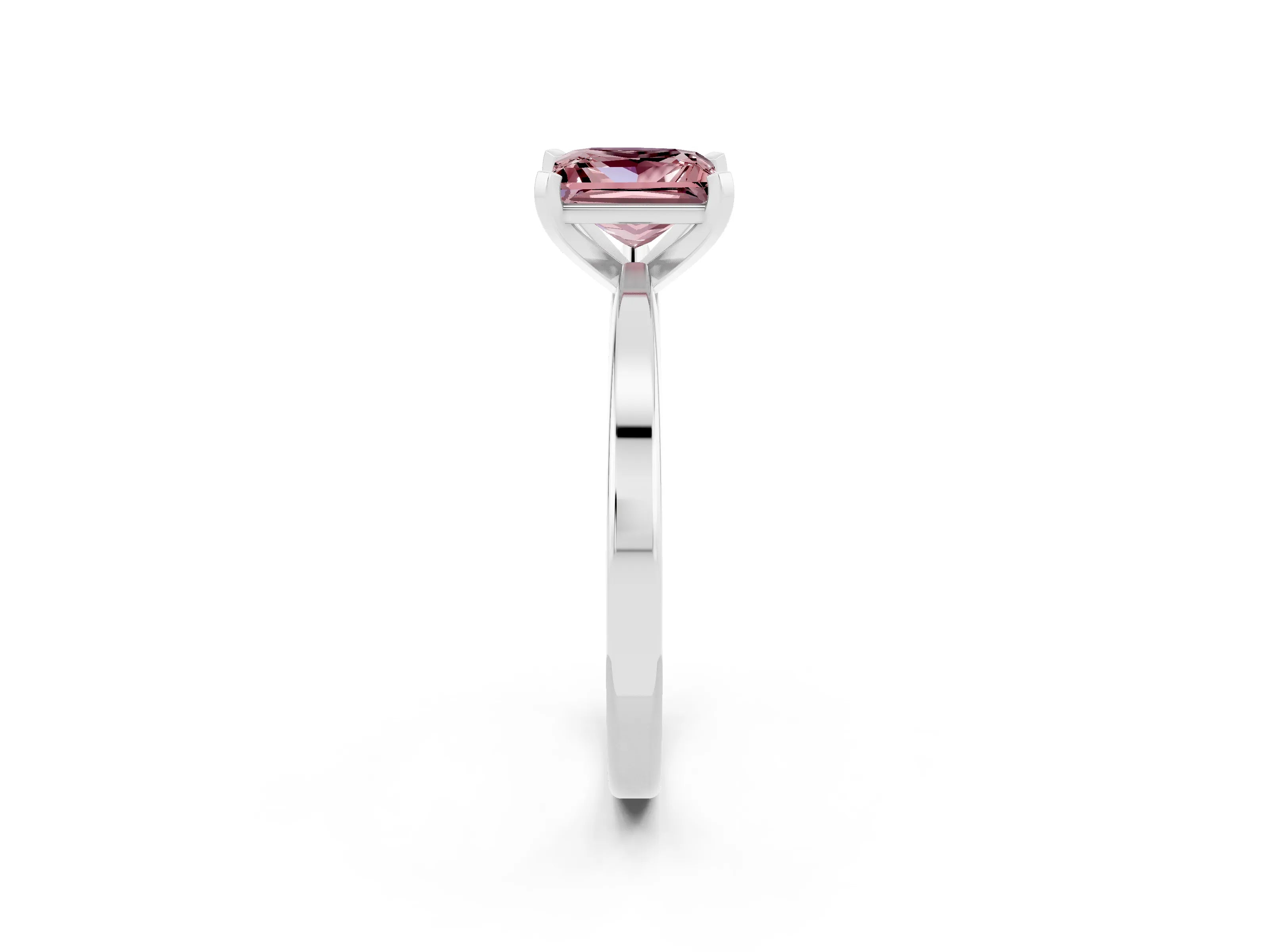 White gold Princess Cut Morganite Solitaire Engagement Ring with Classic Band and Four-Prong Setting_26