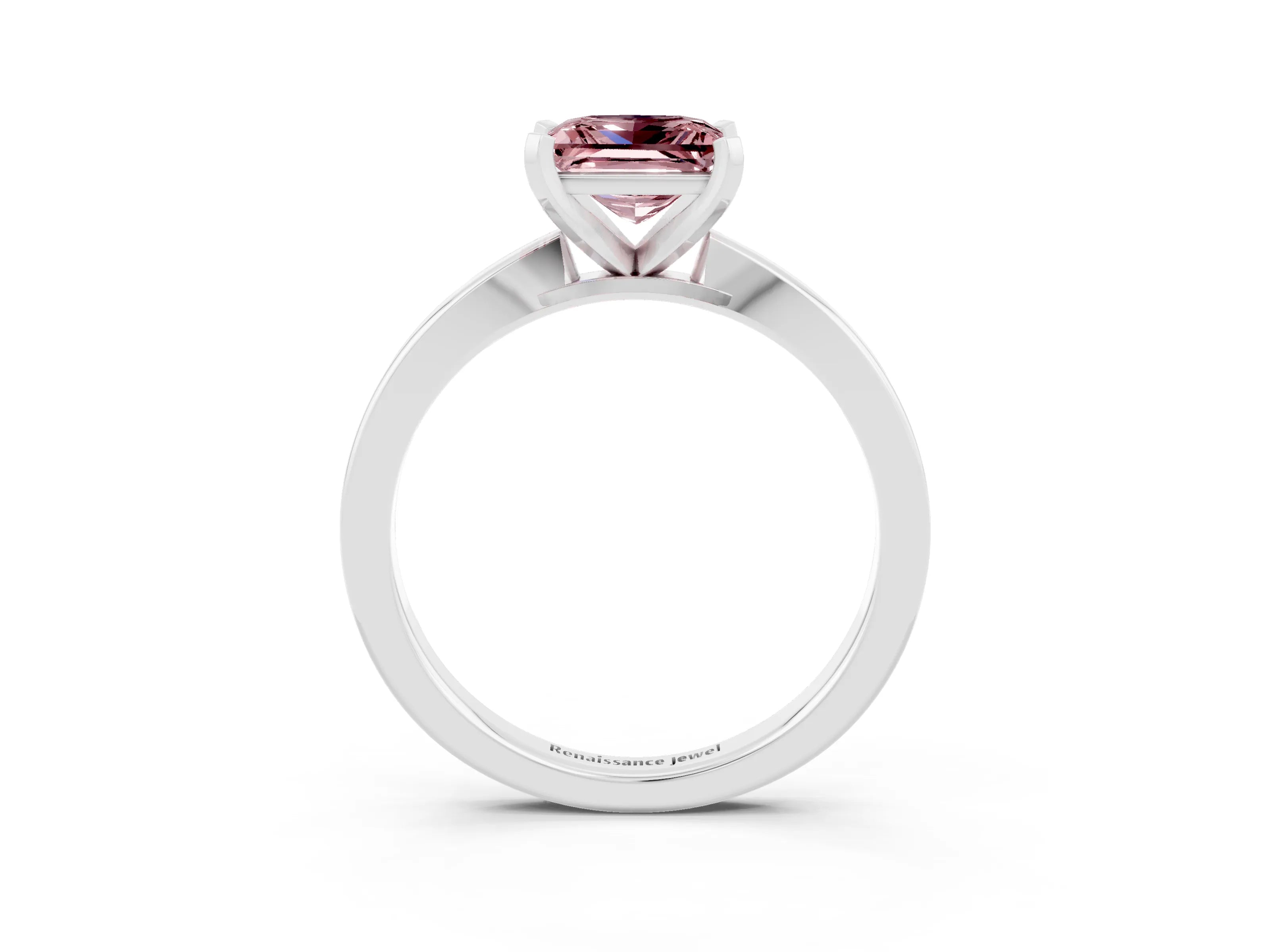 White gold Princess Cut Morganite Solitaire Engagement Ring with Classic Band and Four-Prong Setting_27