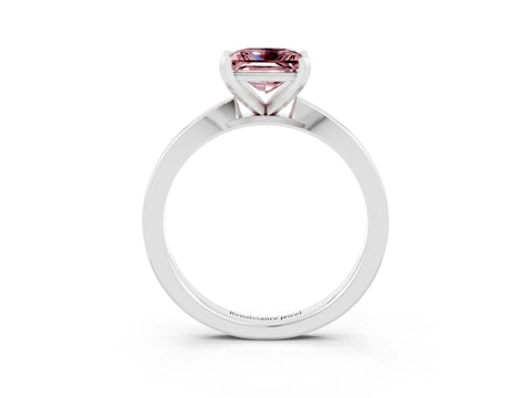 White gold Princess Cut Morganite Solitaire Engagement Ring with Classic Band and Four-Prong Setting_27