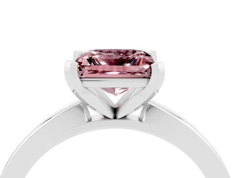White gold Princess Cut Morganite Solitaire Engagement Ring with Classic Band and Four-Prong Setting_28