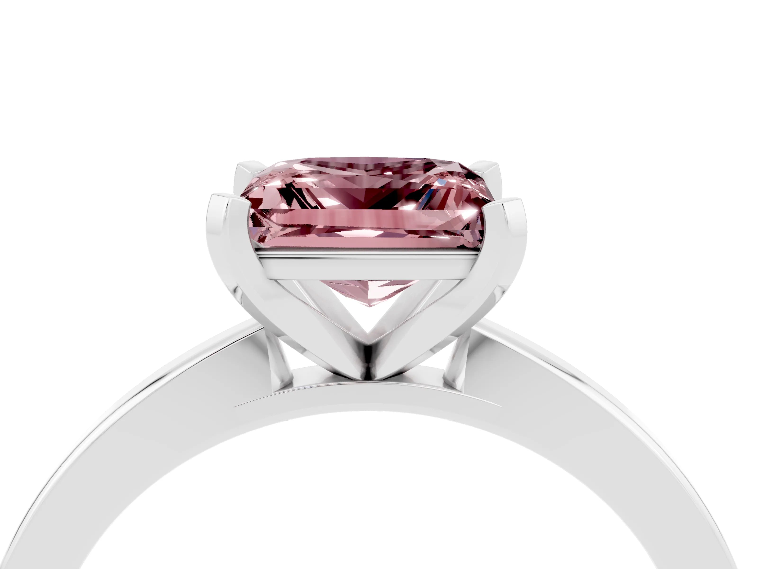White gold Princess Cut Morganite Solitaire Engagement Ring with Classic Band and Four-Prong Setting_28