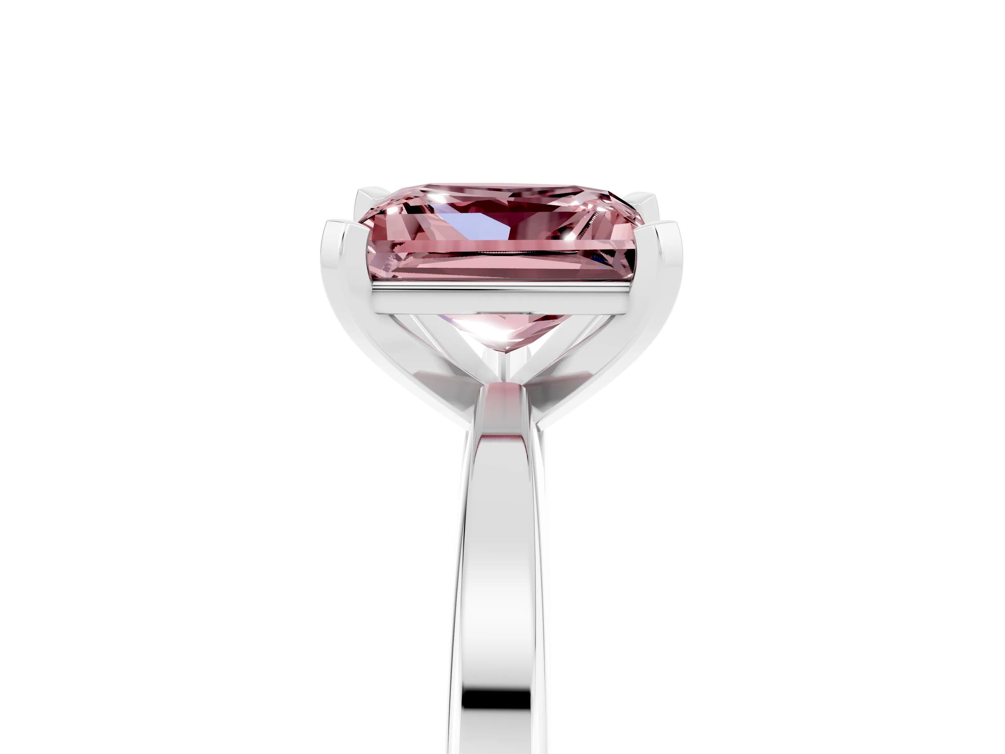 White gold Princess Cut Morganite Solitaire Engagement Ring with Classic Band and Four-Prong Setting_29