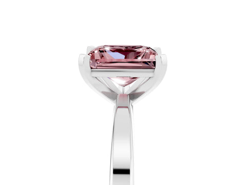 White gold Princess Cut Morganite Solitaire Engagement Ring with Classic Band and Four-Prong Setting_29