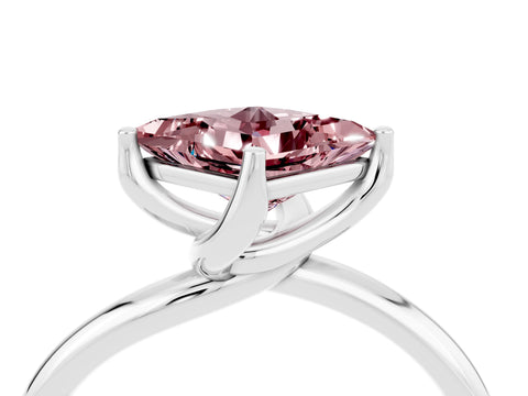 White gold Princess Cut Morganite Solitaire Engagement Ring with Four-Prong Setting and Classic Band_16