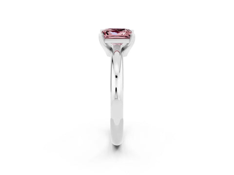White gold Princess Cut Morganite Solitaire Engagement Ring with Round Band and Four-Prong Setting_2