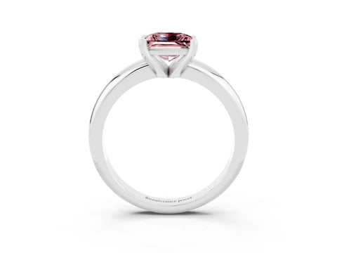 White gold Princess Cut Morganite Solitaire Engagement Ring with Round Band and Four-Prong Setting_3