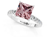 White gold Princess Cut Morganite Solitaire Pavé Band with Four-Prong Setting_1