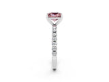 White gold Princess Cut Morganite Solitaire Pavé Band with Four-Prong Setting_2