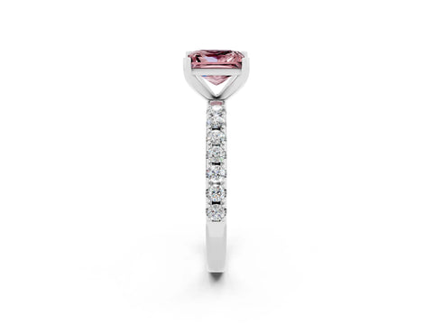 White gold Princess Cut Morganite Solitaire Pavé Band with Four-Prong Setting_2