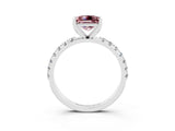 White gold Princess Cut Morganite Solitaire Pavé Band with Four-Prong Setting_3