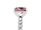 White gold Princess Cut Morganite Solitaire Pavé Band with Four-Prong Setting_5