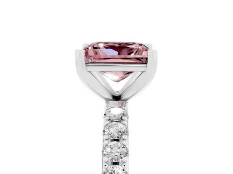 White gold Princess Cut Morganite Solitaire Pavé Band with Four-Prong Setting_5