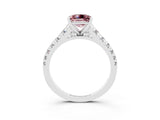 White gold Princess Cut Morganite Solitaire Ring with Cathedral Setting and Pavé Band_3