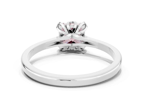 White gold Princess Cut Morganite Solitaire Ring with Flower Prong Setting and Classic Band_24
