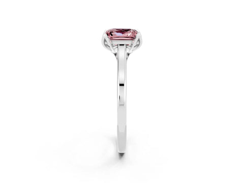 White gold Princess Cut Morganite Solitaire Ring with Flower Prong Setting and Classic Band_26