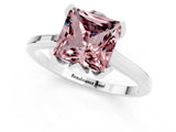 White gold Princess Cut Morganite Solitaire Ring with Flower Prong Setting and Classic Band_28
