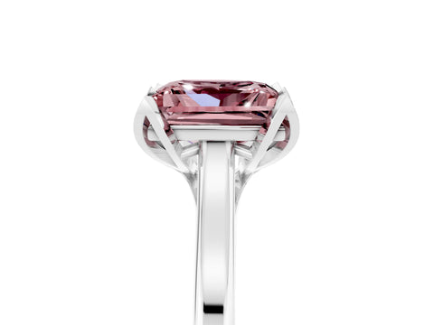 White gold Princess Cut Morganite Solitaire Ring with Flower Prong Setting and Classic Band_29