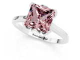 White gold Princess Cut Morganite Solitaire Ring with Flower Prong Setting and Classic Band_31