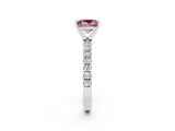 White gold Princess Cut Morganite Solitaire Ring with Pavé Accents and Four-Prong Setting_2