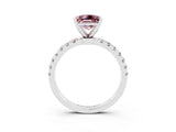 White gold Princess Cut Morganite Solitaire Ring with Pavé Accents and Four-Prong Setting_3