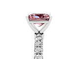 White gold Princess Cut Morganite Solitaire Ring with Pavé Accents and Four-Prong Setting_5