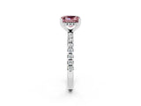 White gold Princess Cut Morganite Solitaire Ring with Pavé Band and Four-Prong Setting_14