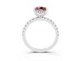 White gold Princess Cut Morganite Solitaire Ring with Pavé Band and Four-Prong Setting_15