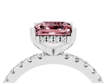 White gold Princess Cut Morganite Solitaire Ring with Pavé Band and Four-Prong Setting_16