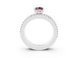 White gold Princess Cut Morganite Solitaire Ring with Pavé and Channel Set Band_3