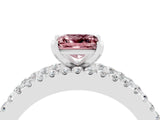 White gold Princess Cut Morganite Solitaire Ring with Pavé and Channel Set Band_4