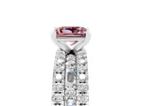 White gold Princess Cut Morganite Solitaire Ring with Pavé and Channel Set Band_5