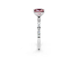 White gold Princess Cut Morganite Solitaire Ring with Pave Band and Four Prong Setting_26