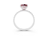 White gold Princess Cut Morganite Solitaire Ring with Pave Band and Four Prong Setting_27