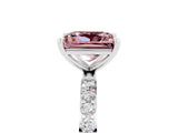 White gold Princess Cut Morganite Solitaire Ring with Pave Band and Four Prong Setting_29