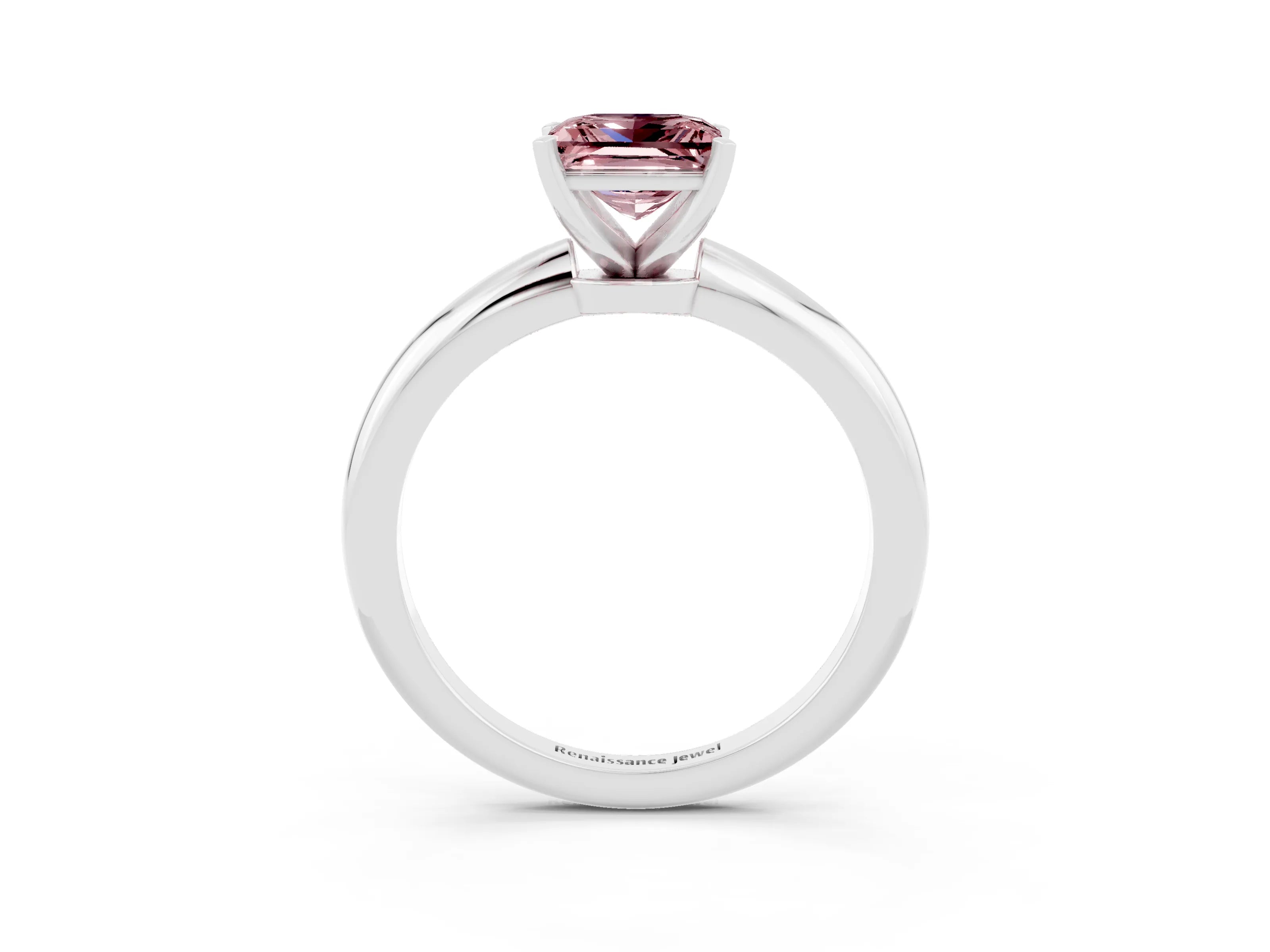 White gold Princess Cut Morganite Solitaire Ring with Six-Prong Setting and Classic Band_15