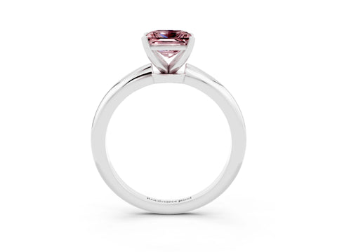 White gold Princess Cut Morganite Solitaire Ring with Six-Prong Setting and Classic Band_15